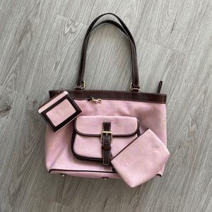 Dooney & Bourke Pink Canvas Bag Set